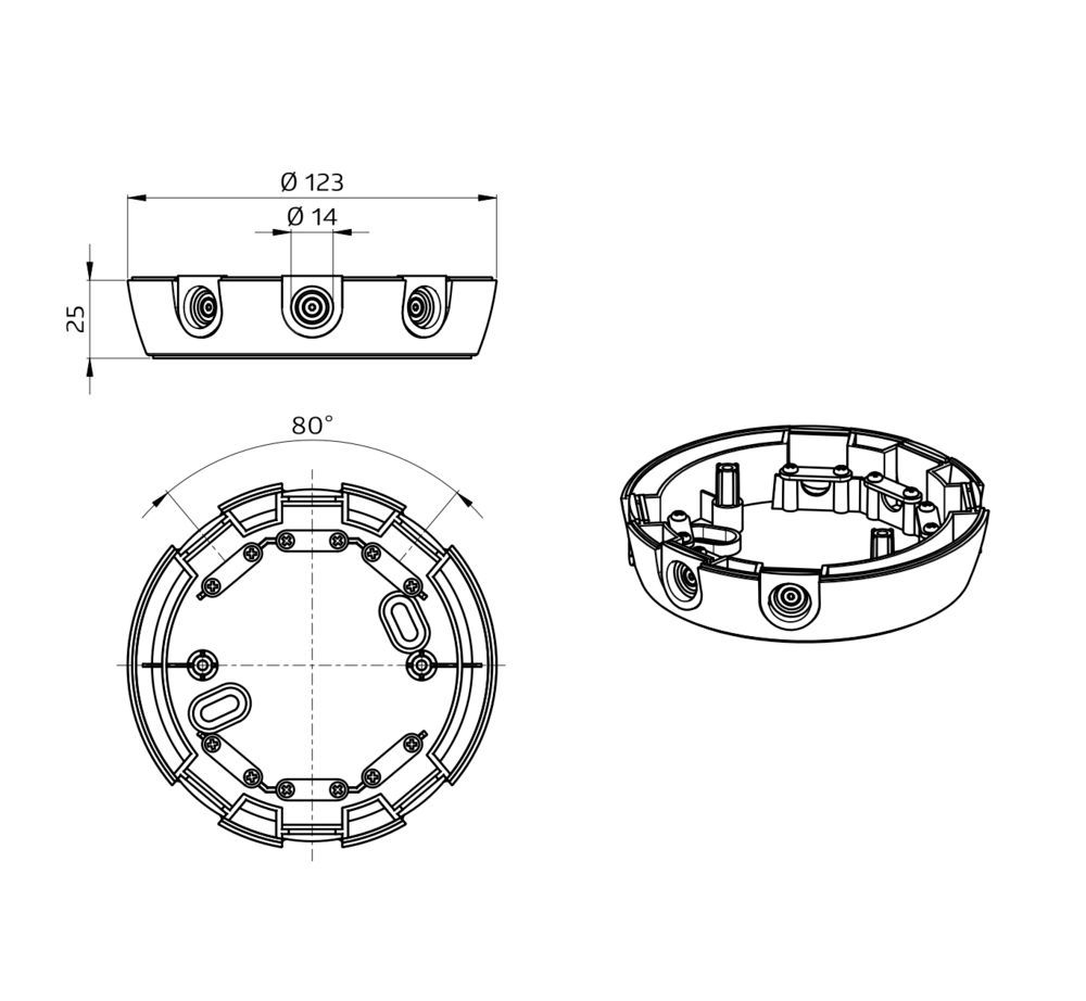 B.E.G. 92386 Verteilerdose PD4-TRIO-DIM-AP mit 6 Kabeleinführungen