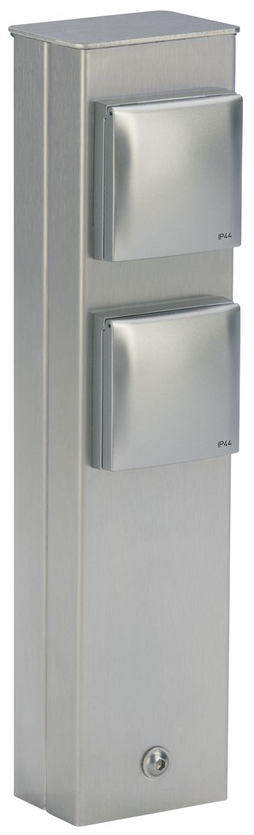 Albert 692200 Steckdosensäule Edelstahl mit 2 Steckdosen, Höhe 30cm