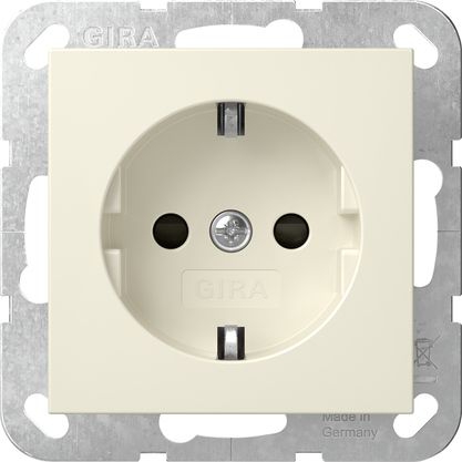 Gira 475501 Schutzkontakt-Steckdose mit erhöhtem Berührungsschutz (Safety Plus) ohne Befestigungskrallen, System 55, cremeweiß glänzend