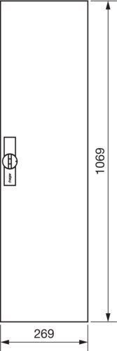 Hager FZ021N Ersatztür rechts mit Stangenverschluss, Klappgriff, für Hager-Schränke, 1100 x 300 mm