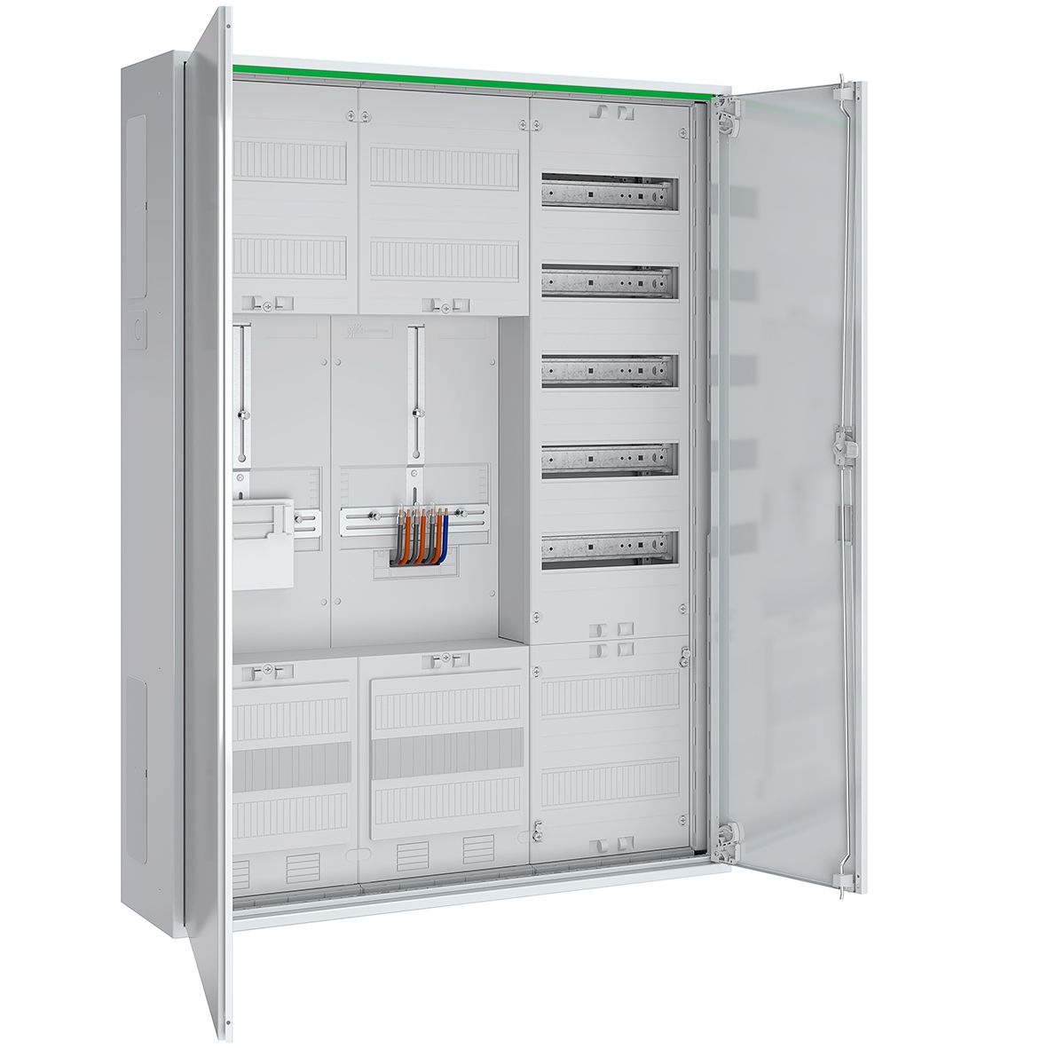 ABN ABNRS307Z0011 Zählerschrank 3Pkt, 1Z, 1R, 1V, 1APZ, HLAK, IP44, SKII, 5-polig, BxHxT 800x1100x210 mm, weiß