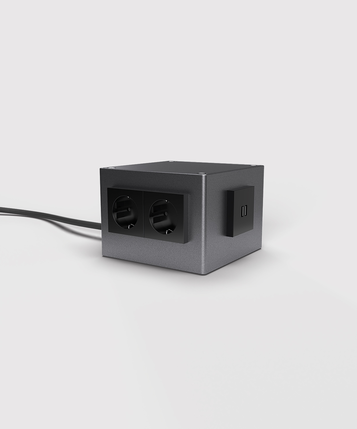BS 1206-4-7 Aufbodentank, 4x Schutzkontakt-Steckdose, 1x USB-Laden 2-fach (Zuleitung hinten), dunkelgrau (DB703)