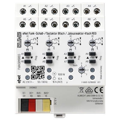 Jung FMAS816REG eNet Funk-Schalt-/Tastaktor 8-fach / Jalousieaktor 4-fach REG