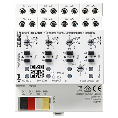 Jung FM AS 816 REG eNet Funk-Schaltaktor 8-fach/ Jalousieaktor 4-fach