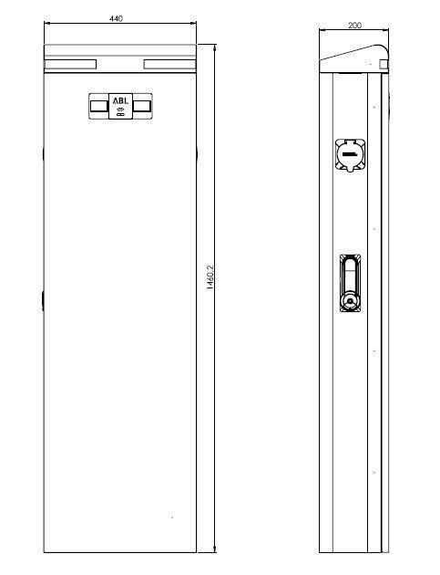 ABL 2P4426B Ladesäule eMC2 Slave, 44kW, Ladesteckdose Typ 2, mit Backend Basic