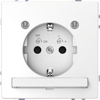 Merten MEG2304-6035 Schutzkontakt-Steckdose mit Lichtauslass und LED-Beleuchtungs-Modul, Berührungsschutz,Steckklemmen, System Design, Lotosweiß