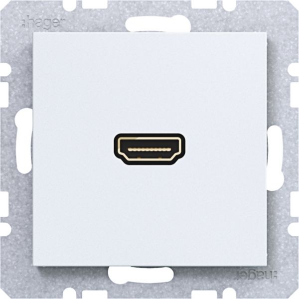 Hager WAF4380WM High Definition Steckdose HDMI mit 90° Steckanschluss, A.x/C.x, lichtweiß matt