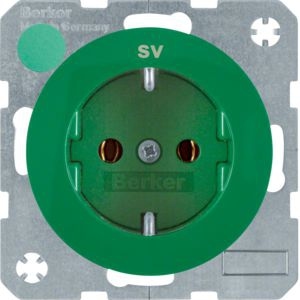 Berker 47432003 Schutzkontakt-Steckdose mit Aufdruck "SV" R.x grün glänzend
