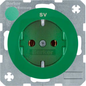Berker 47432003 Schutzkontakt-Steckdose mit Aufdruck, R.1/R.3, grün glänzend