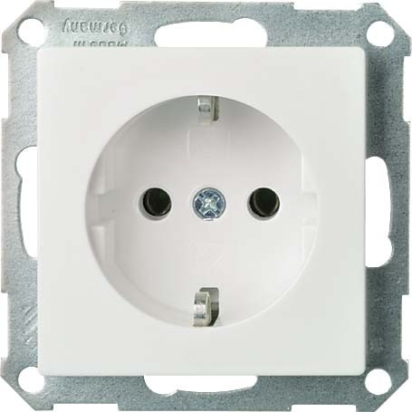 Elso 265054 Schutzkontakt-Steckdose ohne Krallen, 16 A, 250 V, Steckklemme, Joy, reinweiß glänzend