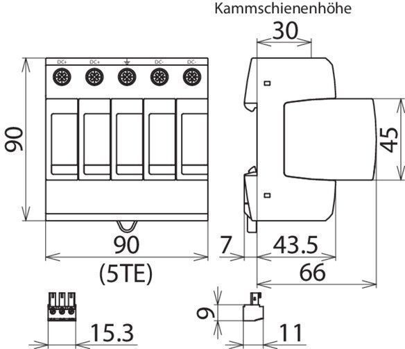 Dehn + Söhne 952519 Überspannungsableiter Typ 2 DEHNguard M Mehrpolig für PV-Anlagen bis 1000V DC