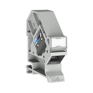 ABN BP112 Bestückungspaket RJ45-Schnittstelle AAR Cat, 6A Modul und Halter für Hutschiene 45°
