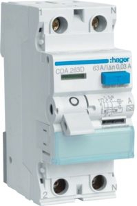 Hager CDA 263 D Fehlerstrom-Schutzschalter, 2polig, 63A, 30mA, Typ A