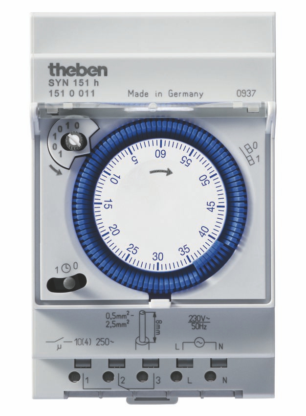 Theben 1510011 SYN 151 h Reiheneinbau-Zeitschaltuhr 60 Min., Segmente, 3 TE