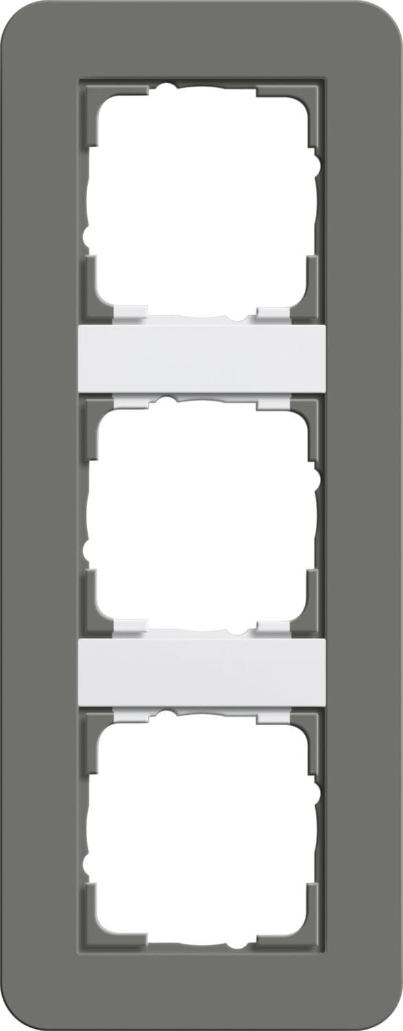Gira 0213413 Abdeckrahmen 3-fach, Gira E3, dunkelgrau Soft-Touch mit Trägerrahmen reinweiß glänzend