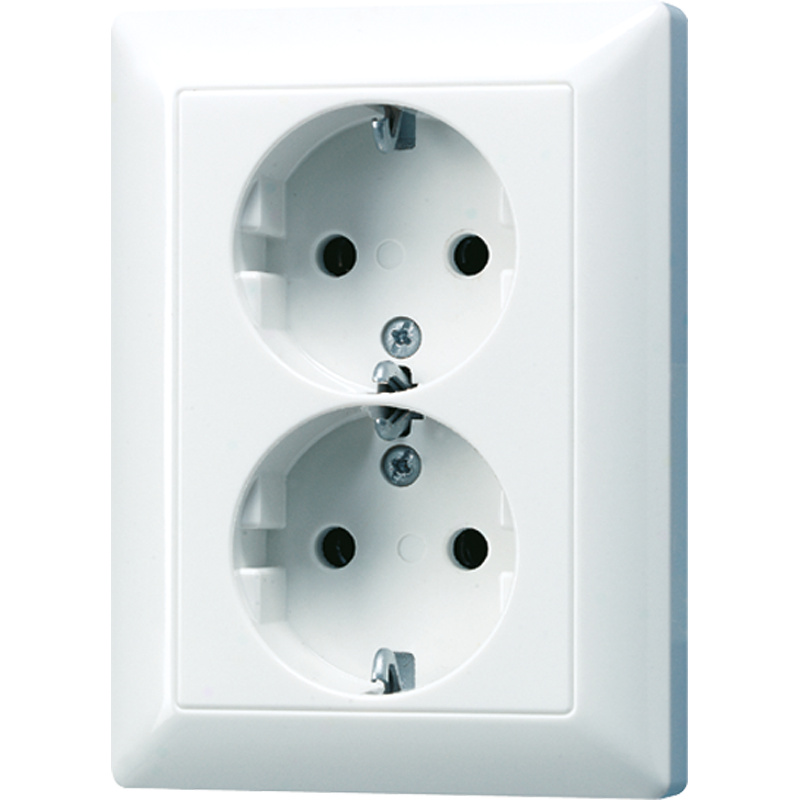 Jung AS5020UWW Schutzkontakt-Zwei-fach-Steckdose, 16 A 250 V ~, Duroplast, Serie AS, alpinweiß