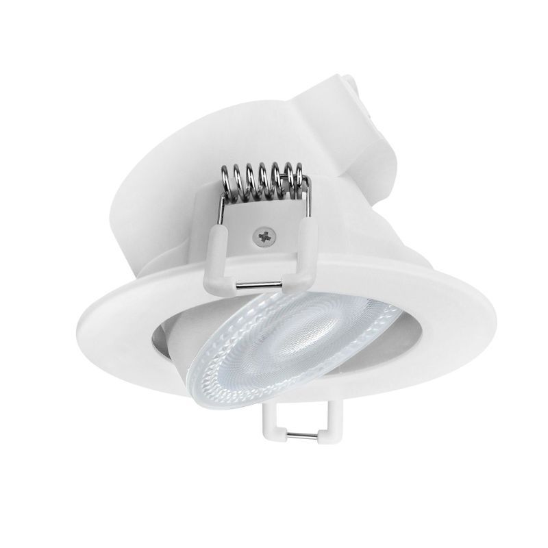 Heitronic 501456 LED Einbaustrahler DL7003, rund, 5,5 Watt, 3000/4000/6500 K, 540/600/580 lm, dimmbar, IP44, schwenkbar, weiß, schwarz und silber gebürsteter Abdeckring