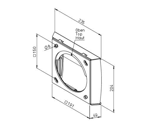 Helios KWL 45-160 FB-B Fassadenblende Edelstahl für dezentrales Lüftungsgerät KWL EC 45-160