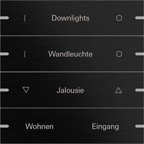 Gira 5034126 Wippenset 4-fach individuell für Tastsensor 4.95, Aluminium Schwarz (eloxiert)