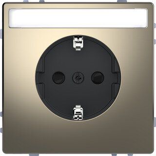 Merten MEG2302-6050 Schutzkontakt-Steckdose mit Schriftfeld, Berührungsschutz, Steckklemmen, System Design, Nickelmetallic