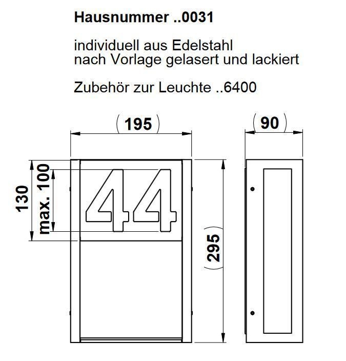 Albert 620031 Hausnummernblende für Wandleuchte ..6400, anthrazit