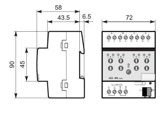 ABB SJR/S4.24.2.1 SMI-Jalousie-/ Rollladenaktor, LoVo, 4-fach, REG