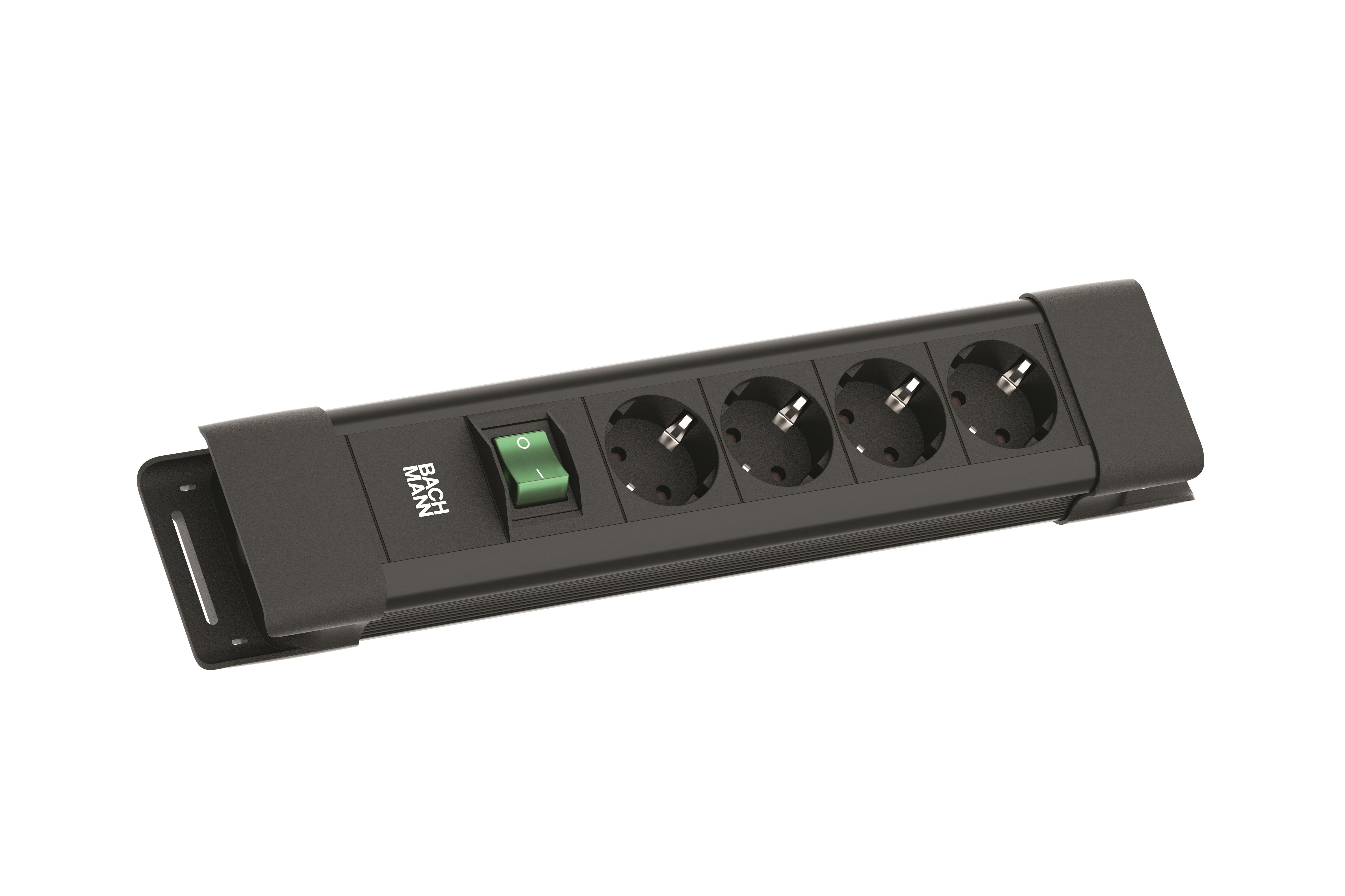Bachmann BM005913 Steckdosenleiste CONNECTUS, 4x Schutzkontaktsteckdose, 1x Schalter, 2,0 m Schutzkontaktwinkelstecker, schwarz