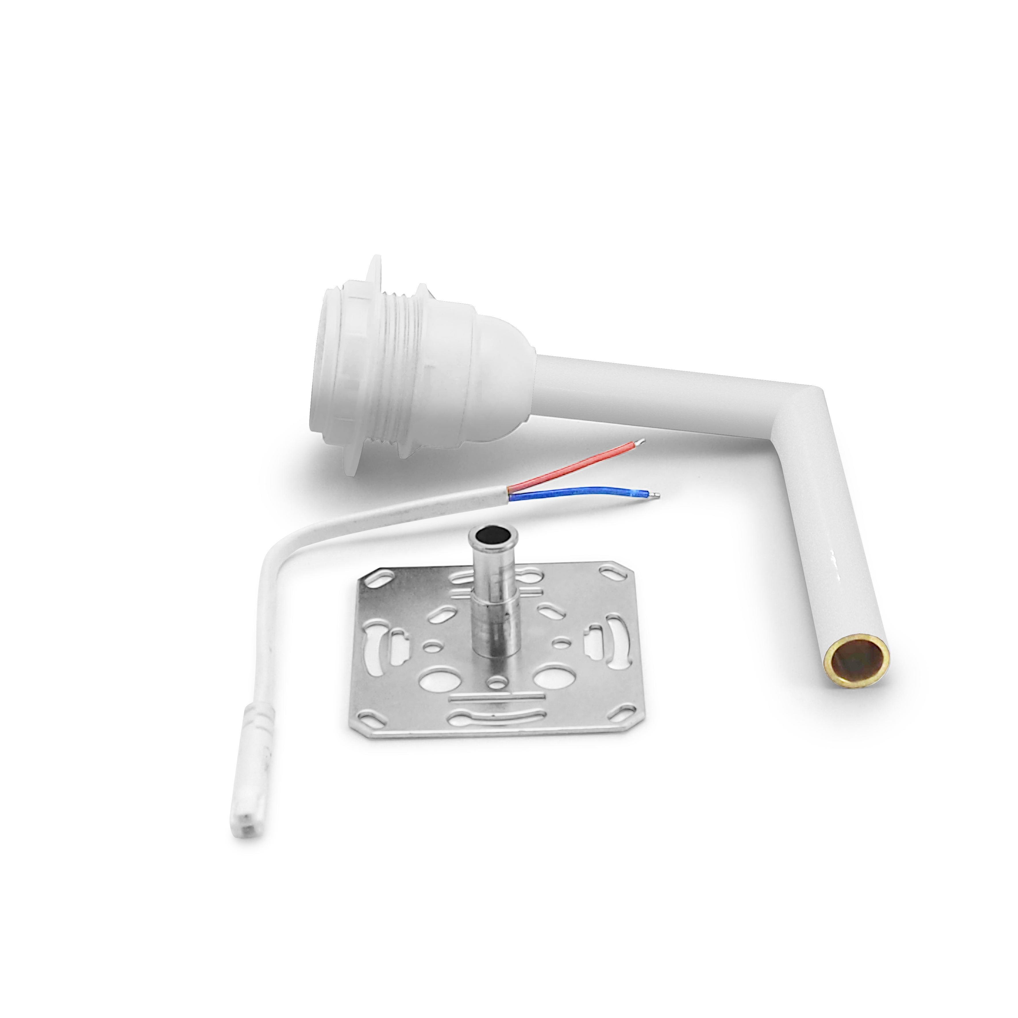 qles SLA0625 Schirmlampe 80x120mm - ohne Lampenschirm, für Merten System-M, E27/230V, Aktivweiß glänzend, brillant