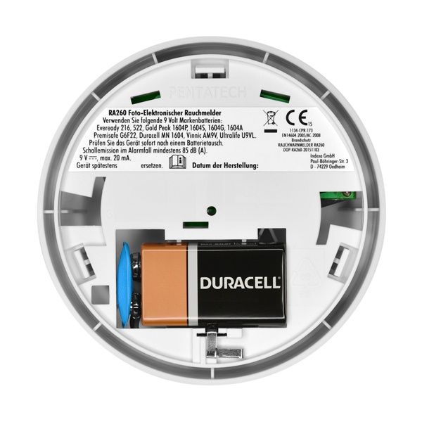 Indexa 10502 Rauchmelder RA260, 9V Batteriebetrieb, weiß