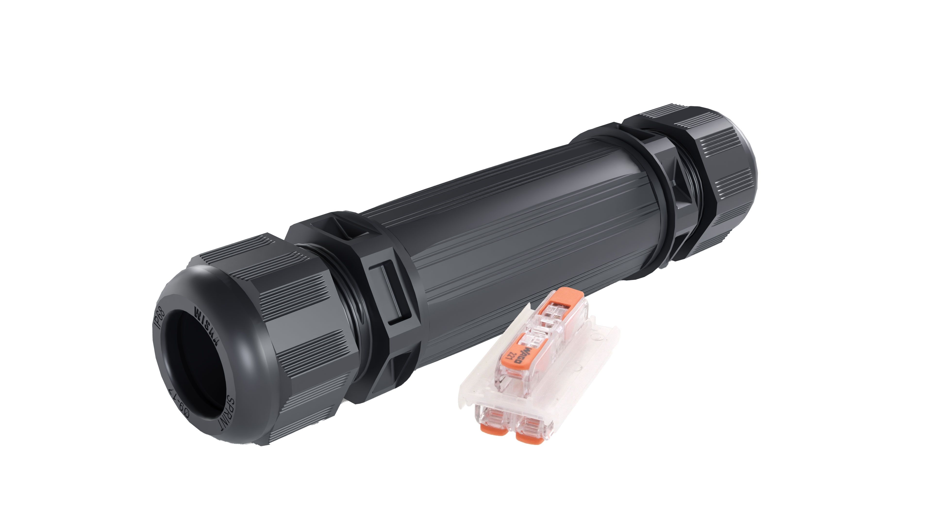 WISKA 10112270 Kabelverbinder mit Kabelverschraubung M25, Wago, schwarz