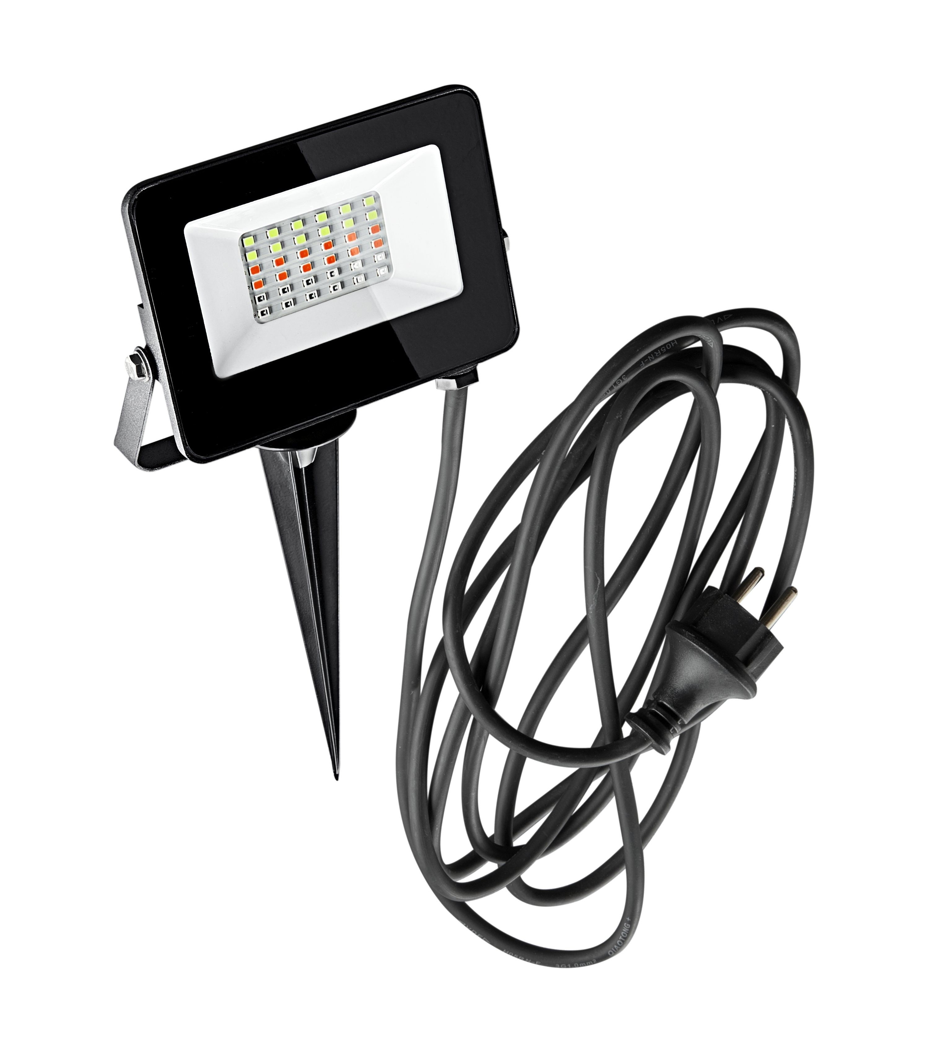Heitronic 500645 Flutlichtstrahler Kingston, 15 W, 2700 - 6500 K einstellbar,  IP44, RGB + CCT, inklusive Fernbedienung und Erdspieß
