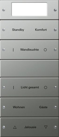 Gira 2145602 Wippenset 5-fach Plus (2+3) beschreibbar, System 55, Edelstahl