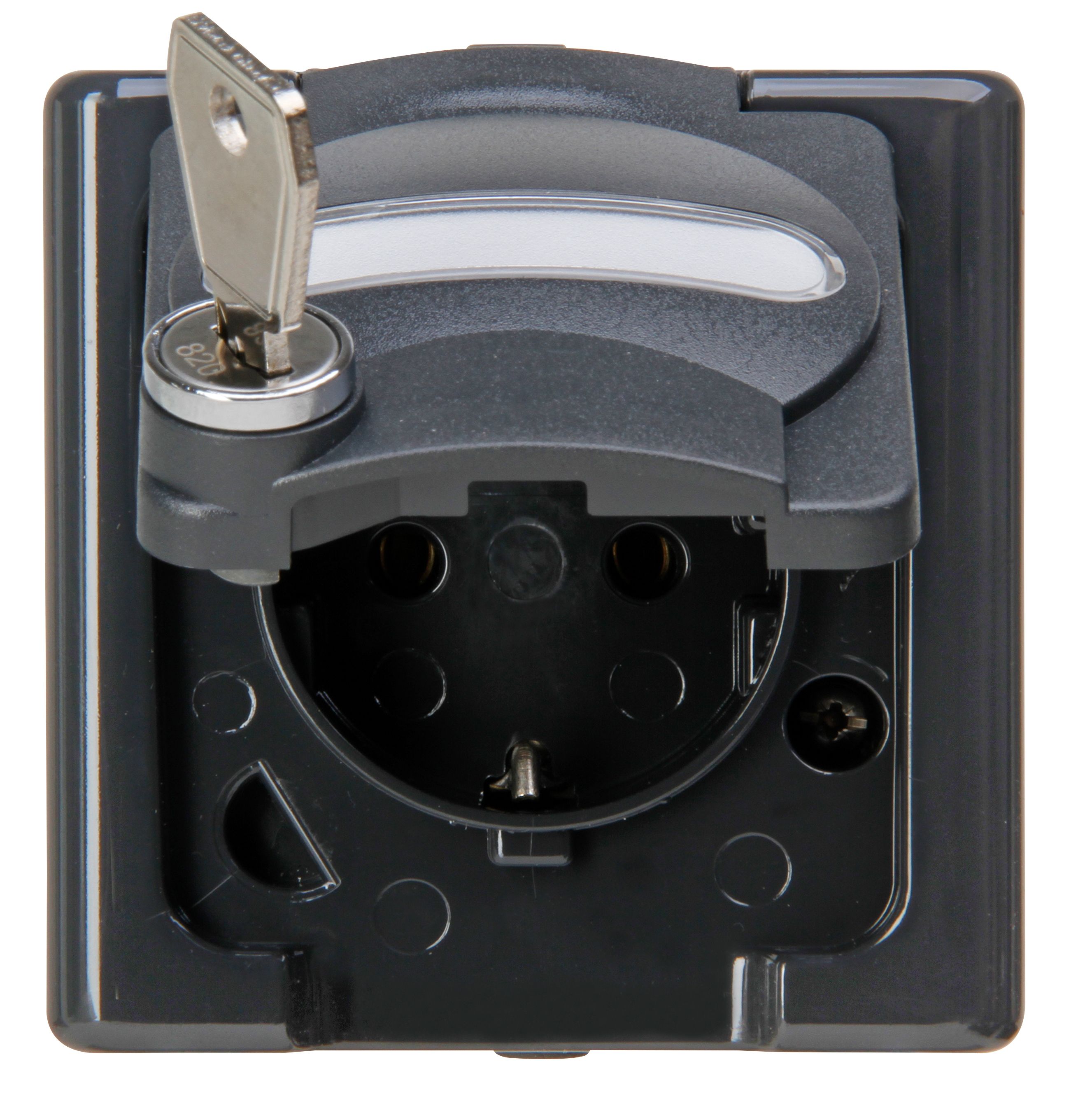 Kopp 103573003 Blue Elec. Schutzkontakt-Steckdose mit Schloß, Typ 17, Aufputz IP44