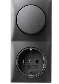 Berker 9418505 Schutzkontakt-Steckdose mit Schraubklemmen, Integro Modul-Einsätze, schwarz matt