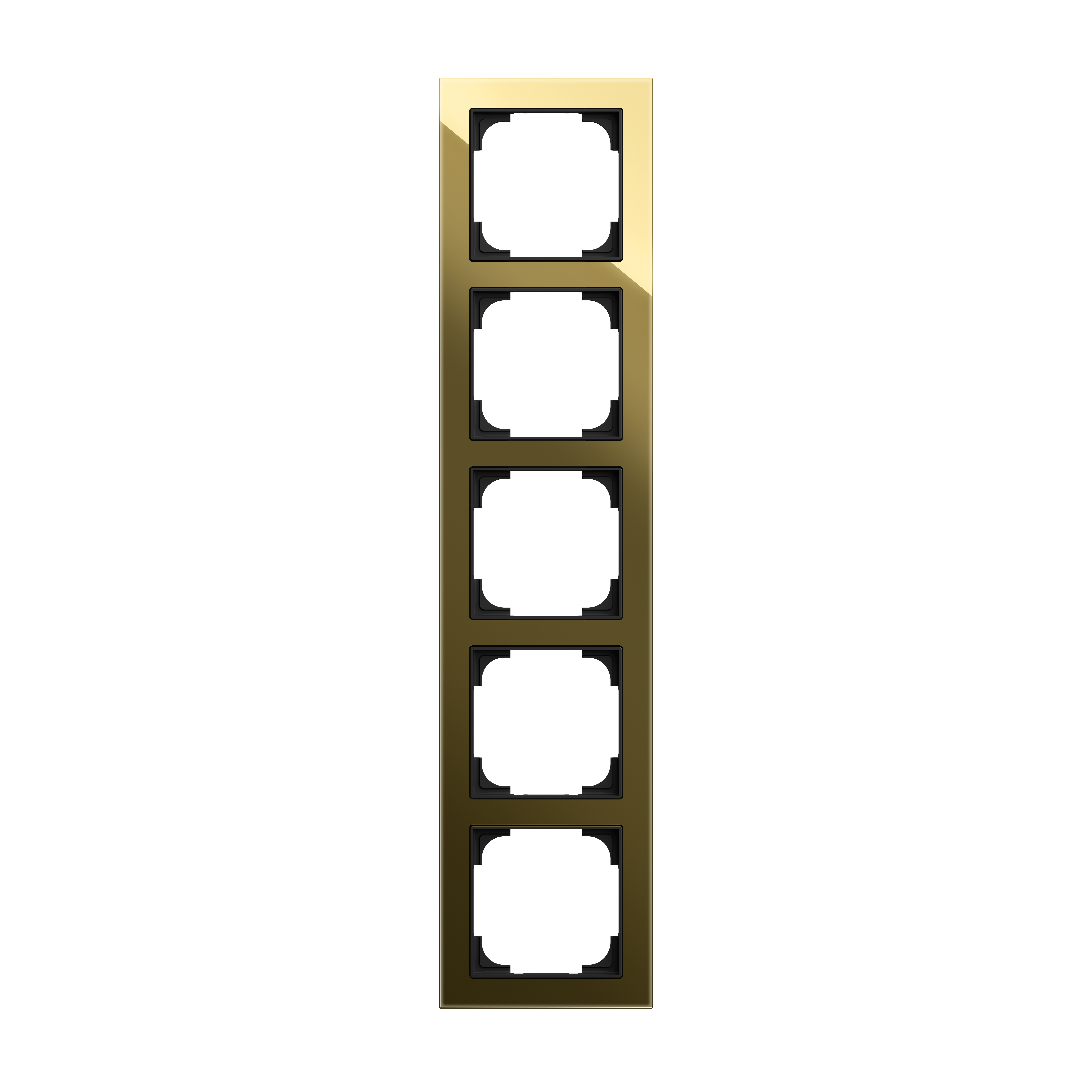 Busch-Jaeger 1725-4013 Abdeckrahmen 5-fach,  Busch-art linear, glas schwarz / gold glänzend