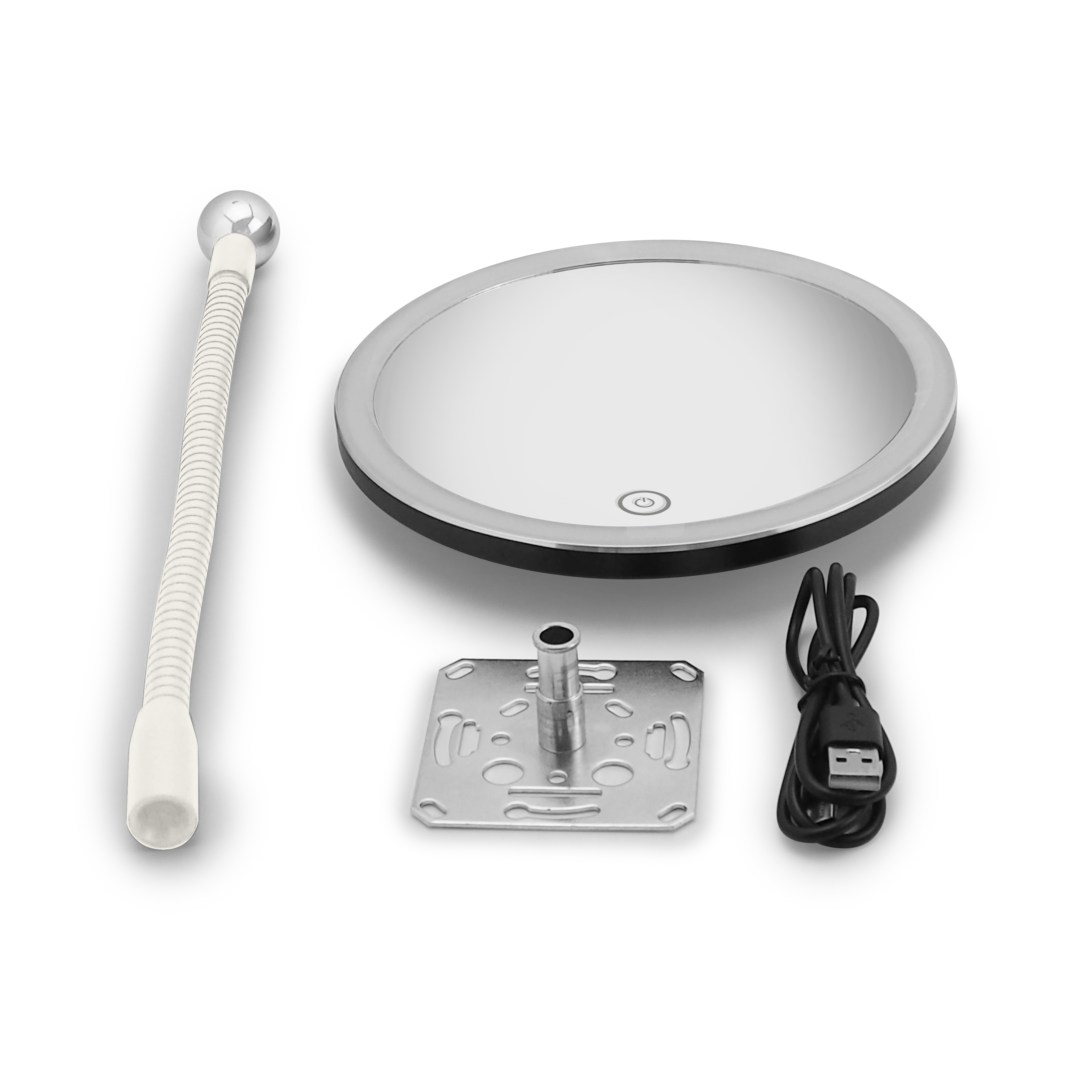 qles KSM0619 Kosmetikspiegel Schwarz matt mit Flexarm, für Merten System-M, Polarweiß glänzend, brillant