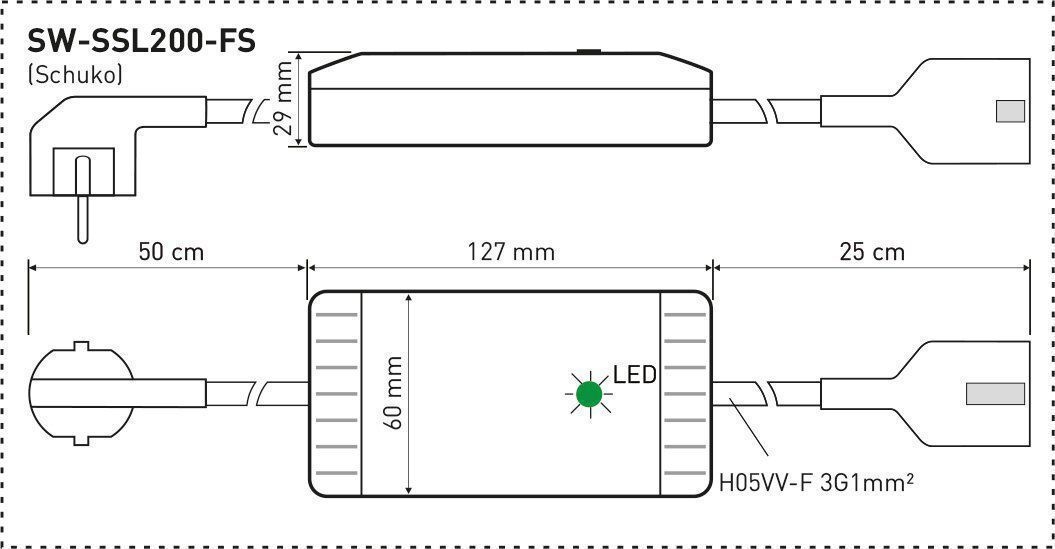 digitalSTROM SW-SSL200-FS Licht Schnurschalter L Schutzkontakt