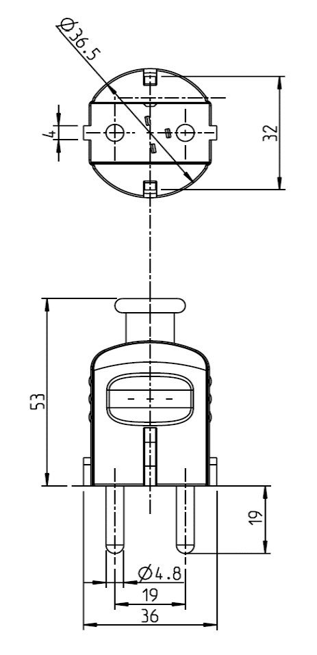 Bachmann 910.470 Schutzkontakt Zentral-Stecker, 16 A, 250 V, kleine Ausführung, mit Zugentlastung, IP20, braun