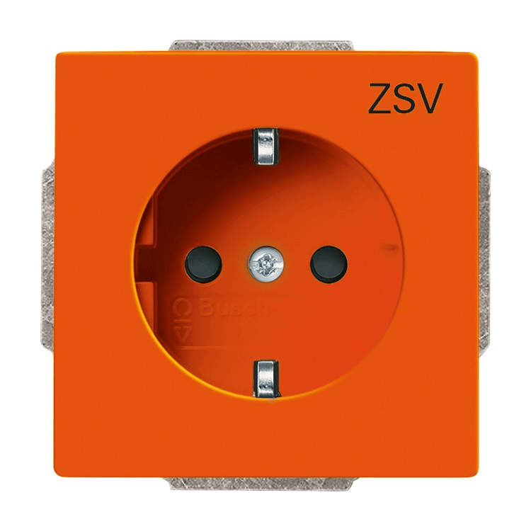 Busch-Jaeger 20 EUCB-14-82-10 Schutzkontakt-Steckdose Safety+, mit Aufdruck "ZSV", orange glänzend, Plattform 63