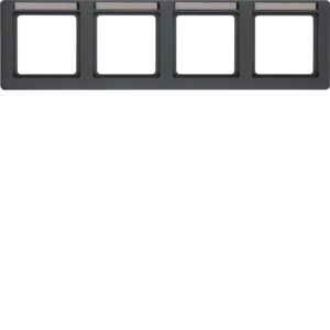 Berker 10246016 Rahmen 4-fach mit Beschriftungsfeld waagerecht, Q.1, anthrazit samt