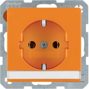 Berker 47506007 Schutzkontakt-Steckdose mit Beschriftungsfeld und Steckklemmen Q.x orange samt