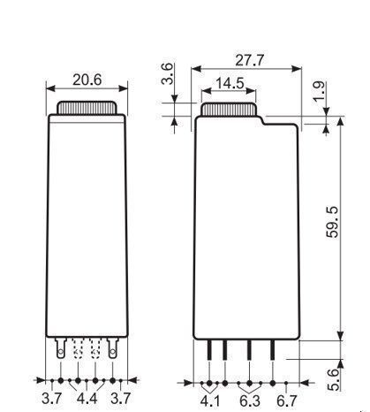 Finder 850400240000 Zeitrelais steckbar, 4 Wechsler, 7 A, für 24 V AC/DC, 4 Zeitfunktionen