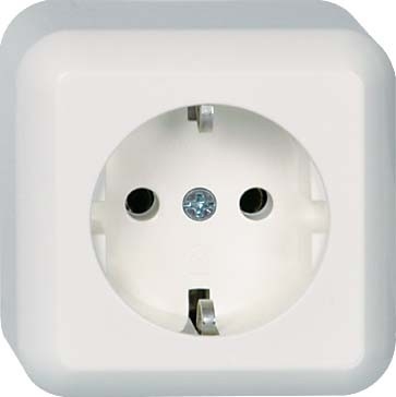 Elso 385004 Steckdose 1-fach, 16 A, mit Steckklemme, Contura, reinweiß glänzend