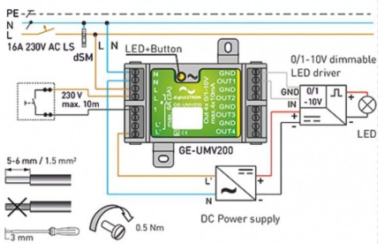 digitalSTROM GE-UMV200 1-10V Universal Modul