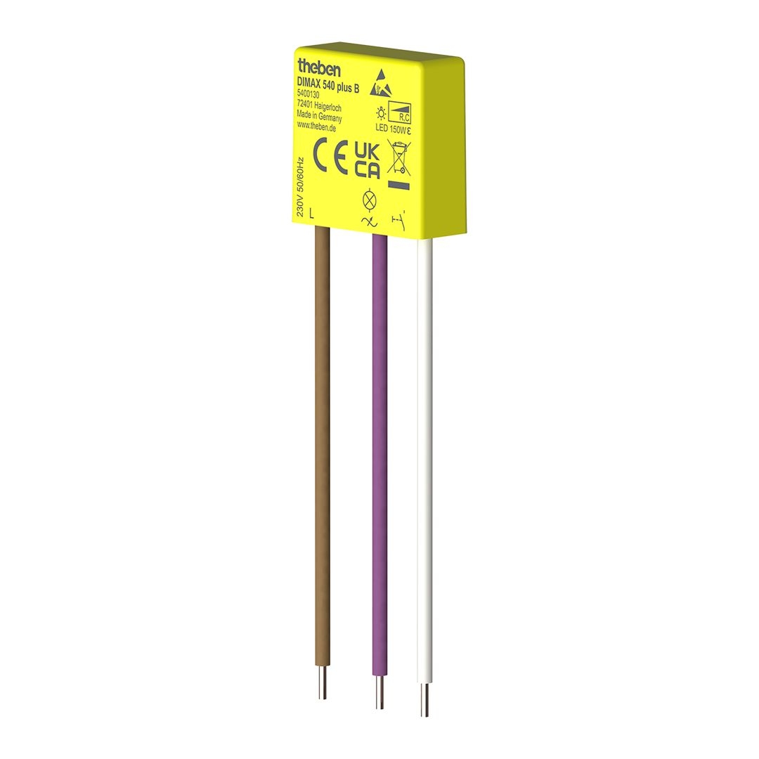 Theben 5400130 DIMAX 540 plus B Mini Unterputz Dimmer, benötigt keinen Neutralleiter/Nullleiter, Altbau, Nachrüstung, Renovierung, 100 m Kabellänge, Memory Funktion, einstellbare Mindesthelligkeit