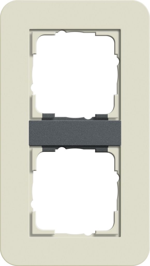 Gira 0212427 Abdeckrahmen 2-fach, Gira E3, sand Soft-Touch mit Trägerrahmen anthrazit