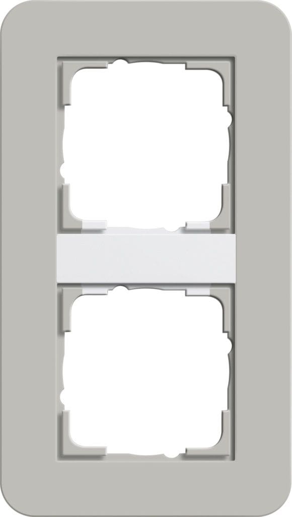 Gira 0212412 Abdeckrahmen 2-fach, Gira E3, grau Soft-Touch mit Trägerrahmen reinweiß glänzend