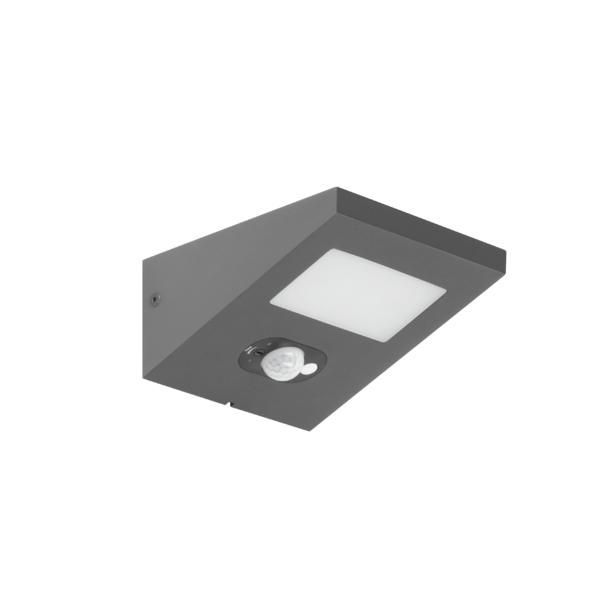 Brumberg 65291103 ARGUS LED-Solarwandanbauleuchte, 1,4 W, 3.000 K, IP54, schaltbar, strukturgraphit
