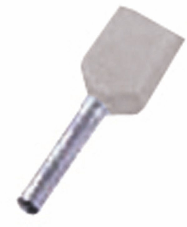 Intercable 180796 Isolierte Zwillingsaderendhülse 2 x 4 mm², 12 mm, verzinnt, grau