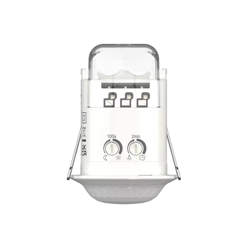 Theben 1030202 PIRA T6 Mini Bewegungsmelder (PIR) für den Deckeneinbau im Innenbereich, 1 Kanal Licht, Erfassungsbereich rund 360°, Durchmesser 6 m, permanente Lichtmessung, 200 W LED